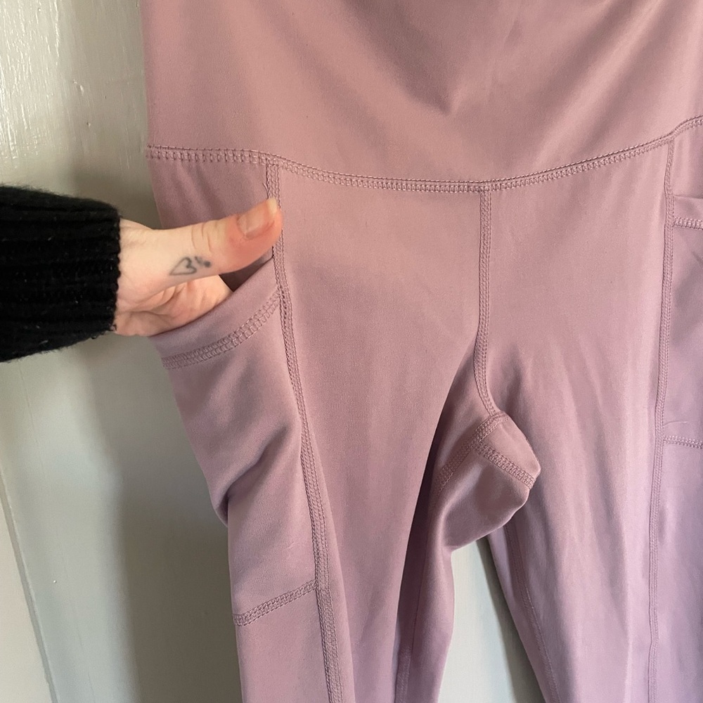 90 Degree By Reflex Mauve Pink High-Waisted Legging With Side Pocket Active Yoga - Picture 4 of 9